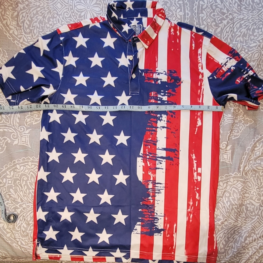 Super Tech fabric, size M, men's, American flag motif, NWOT